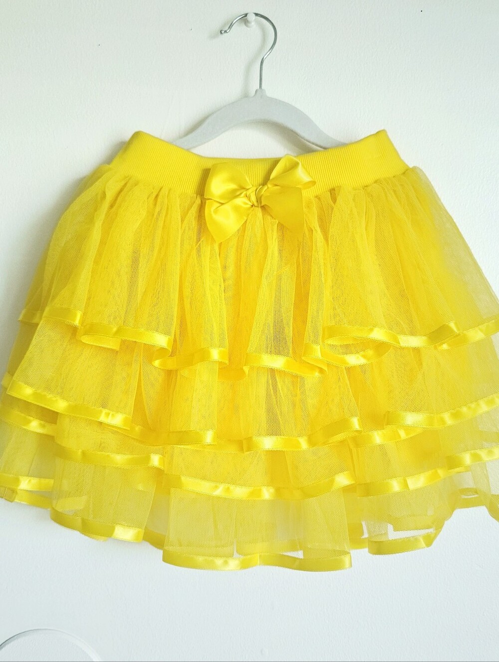 Yellow Layered Tulle Skirt with Bow